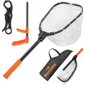 KastKing Brutus Fishing Net, Foldable Extendable Fish Landing Net, Lightweight & Portable Fishing Net with Soft EVA Foam Handle, Holds up to 44lbs/20KG, Fish-Friendly Mesh for a Safe Release, 31" Total Length