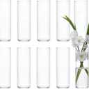 10 Pack Glass Vases for Centerpieces, 8 Inch Tall Small Clear Glass Flower Vase Cylinder Vases for Centerpieces Wedding Home Table Decor