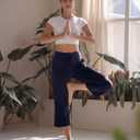 ZOOSIXX Capri Pants for Women - Wide Leg Loose Casual Trousers with Pockets Summer High Waisted Drawstring Pants (Blue, XXL)
