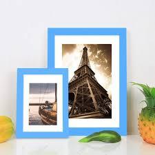 upsimples 5x7 Picture Frame Set of 9,Display Pictures 4x6 with Mat or 5x7 Without, Multi Photo Frames Collage for Wall or Tabletop Display, blue