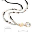 Lanyards for ID Badges and Keys,Natural Stone Beaded Teacher Lanyard for Women,Retractable Lanyard with ID Holder Cute Lanyards (Black Tourmaline Quartz)