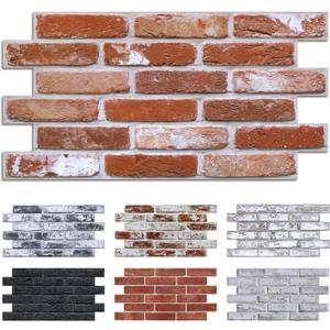 Commomy Faux Brick 3D Wall Panels - 12 pcs of 22.8" x 11.8" - Thin UrltraLight PVC Peel and Stick Tile Retro Brick Printable for Kitchen,Bedroom, Living Room,TV BackgroundCovers 22.48 sq.ft