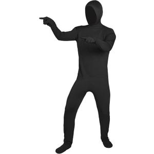 UTEBIT XXL Full Bodysuit Unisex Spandex Stretch Adult Costume Zentai Disappearing Man Body Suit (Open Face Black)