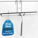 ecooe Stainless Steel Shower Squeegee with Hook, 12 Shower Glass Cleaner Wiper Scraper with 2 Replacement Blade Window Squeegee for Home Bathroom Kitchen Car Glass Doors (04-Silver 12/31cm)