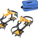 Amarine Made Anti-Slip Ice Crampons Mountaineering Cleats for Men,Women,10 Teeth Stainless Steel Snow Grips Crampons Traction Spikes for Hiking Climbing Fishing Jogging