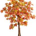 Nearly Natural 5-FT Deluxe Autumn Artificial Maple Tree, Faux Fall Dcor for Home, Decorations for Fall, Autumn, Thanksgiving, and Halloween with Black Nursery Pot
