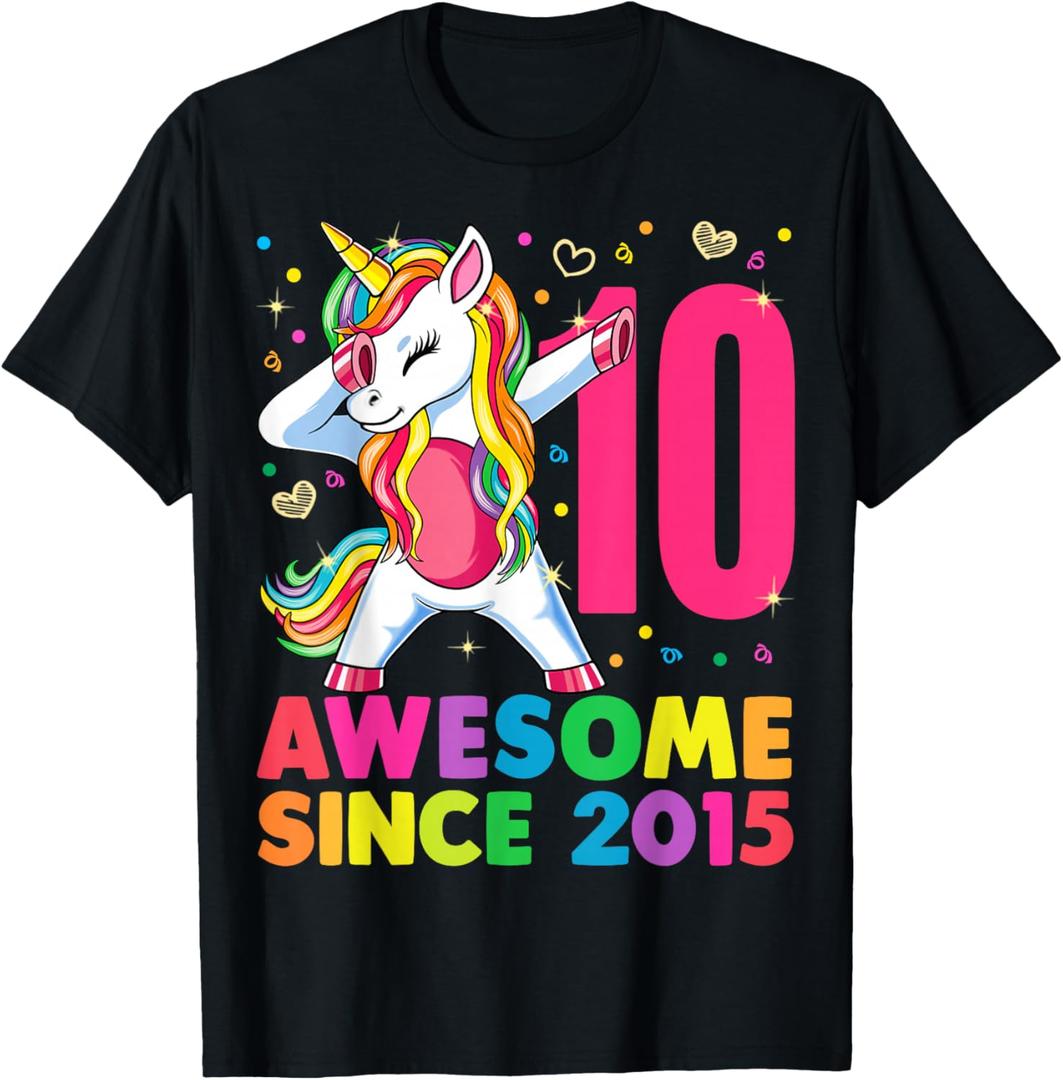 10 Years Old Unicorn Dabbing 10th Birthday Girl Gift Party T-Shirt XS