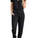 PRETTYGARDEN Jumpsuits for Women 2026 Spring Summer Casual Dressy Short Sleeve Romper Airport Vacation Travel Outfits M