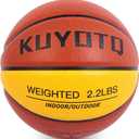 KUYOTQ 3LBS/3.3LBS/2.2LBS Weighted Heavy Training Basketball 29.5/28.5" in and Outdoor Improving Handling Dribbling Passing Rebounding Skill Composite Size 7/6 Weighted Training Basketball Equipment (Brown+Yellow)
