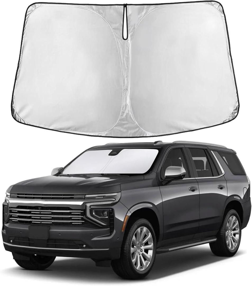 EcoNour Windshield Sunshade Compatible for Chevrolet Tahoe 2021-2024 2025 2026, Sun Visor for Front Windshield & Window Sun Shade Cover, UV Heat Blocker & Protector, Car Accessories