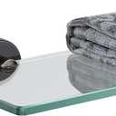 JQK Bathroom Glass Shelf Oil Rubbed Bronze, Tempered Glass Shower Storage 12 by 5 inches, 304 Stainless Steel ORB Wall Mount, TGS101L12-ORB