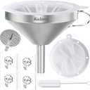 KALAVE Premium Stainless Steel Funnel, 5 Inch Food Grade Kitchen Funnels with 200 Mesh Food Filter Strainer for Filling Bottles, Oils, Juice, Wine, Coffee, Milk
