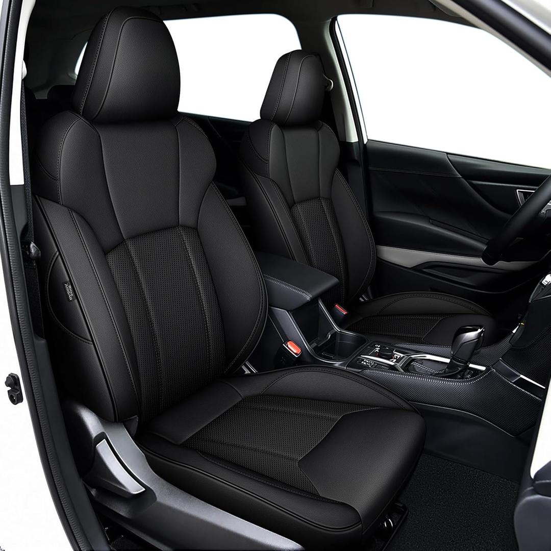 Custom Fit Seat Covers for Subaru Forester 2019 2020 2021 2022 2023 2024 Full Set Faux Leather Car Seat Covers Black