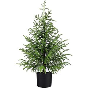 3FT Artificial Norfolk Pine Christmas Tree Real Touch Faux Tree with Black Pot, Realistic Indoor Holiday Decor for Christmas Entryway, Living Room & Office