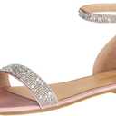 SheSole Women's Sparkly Rhinestone Strappy Flat Sandals Bridal Wedding Dress Shoes Champagne (9.5, Gold)