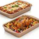 9x13 Nonstick Baking Pan 2 Pack Heavy-Gauge Carbon Steel Cake PanWarp-Resistant & PFOA Free, Even Heating for Lasagna, Sheet Cake, Brownies & Meal Prep, Wide Handles Golden