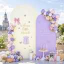 Cream Purple Arch Backdrop Cover Set of 2 Spandex Arch Covers 7.2 and 6ft Wedding Birthday Party Arch Covers Stretchy Backdrop Bridal Baby Shower Biege Lavender Arch Stand Cover