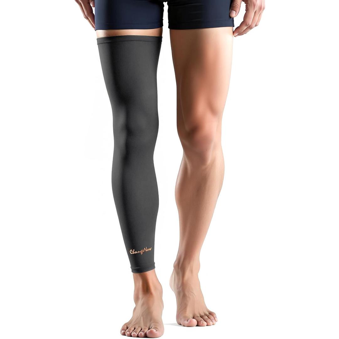 Copper-Infused Leg Compression Sleeve Ultra Breathable Full Leg Compression Sleeve for Pain Relief,Arthritis, Muscle Recovery, Swelling, Inflammation, Leg Sleeve for Thigh, Calf, Knee, Men & Women (Black, Small) 