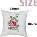 Pillow Covers 18 x 18 Inches Set of 2 Beige Soft Throw Pillow Covers with Red Rose Farmhouse Decoration Exquisite Embroidery Cushion Covers for Home Bed Couch Sofa