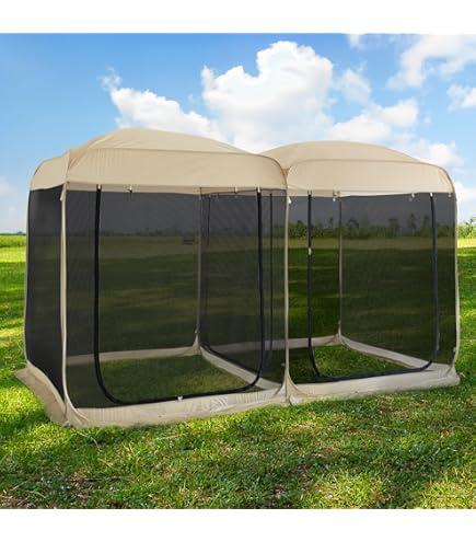 10x10 Pop-up Screen House Tent,Portable Screen Room for Outdoor with Storage Bag,Pop up Gazebo with Mosquito Netting,Screened in Canopy for Camping with 2 Zipper Entrances for Traile/Deck/Wading Pool