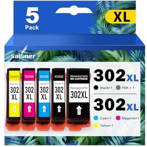 302XL 302 Ink Cartridges Multipack (5 Pack) Remanufactured Replacement for Epson 302 XL T302XL Ink Cartridge Work for Epson Expression Premium XP-6100 XP-6000 XP6000 XP6100 Printer (BK/PBK/C/M/Y)