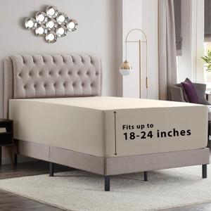 Empyrean Linen Extra Deep Pocket Fitted Sheet Queen, Hotel Luxury Queen Fitted Sheet Only Easily Fits 18 to 24 Inch Mattress, Super Soft, Wrinkle-Free, and Breathable Bottom Sheets with Corner Straps