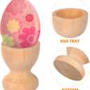 NUOBESTY 15 Pcs Unfinished Wooden Egg Cups, DIY Painting Wood Holder Stand for Easter Crafts, Single Decorative Display for Boiled Eggs