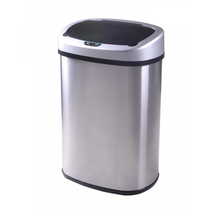 FDW Kitchen Trash can for Bathroom Bedroom Home Office Automatic Touch Free Garbage bin with lid Brushed Stainless Steel Rectangular 13 Gallon / 50L