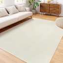 LEEVAN Washable Kitchen Rug 6' x 9', White Bathroom Rug, Reversible Living Room Rug, Farmhouse Low Profile Bedroom Rug, Modern Nursery Carpet for Foyer Laundry/ Proch Decor