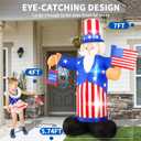7FT 4th of July Inflatables Decorations Outdoor Uncle Sam Holds American Flag, Bright LED Lights Patriotic Independence Day Blow Up Decor for Yard Party Garden Parade Float Holiday