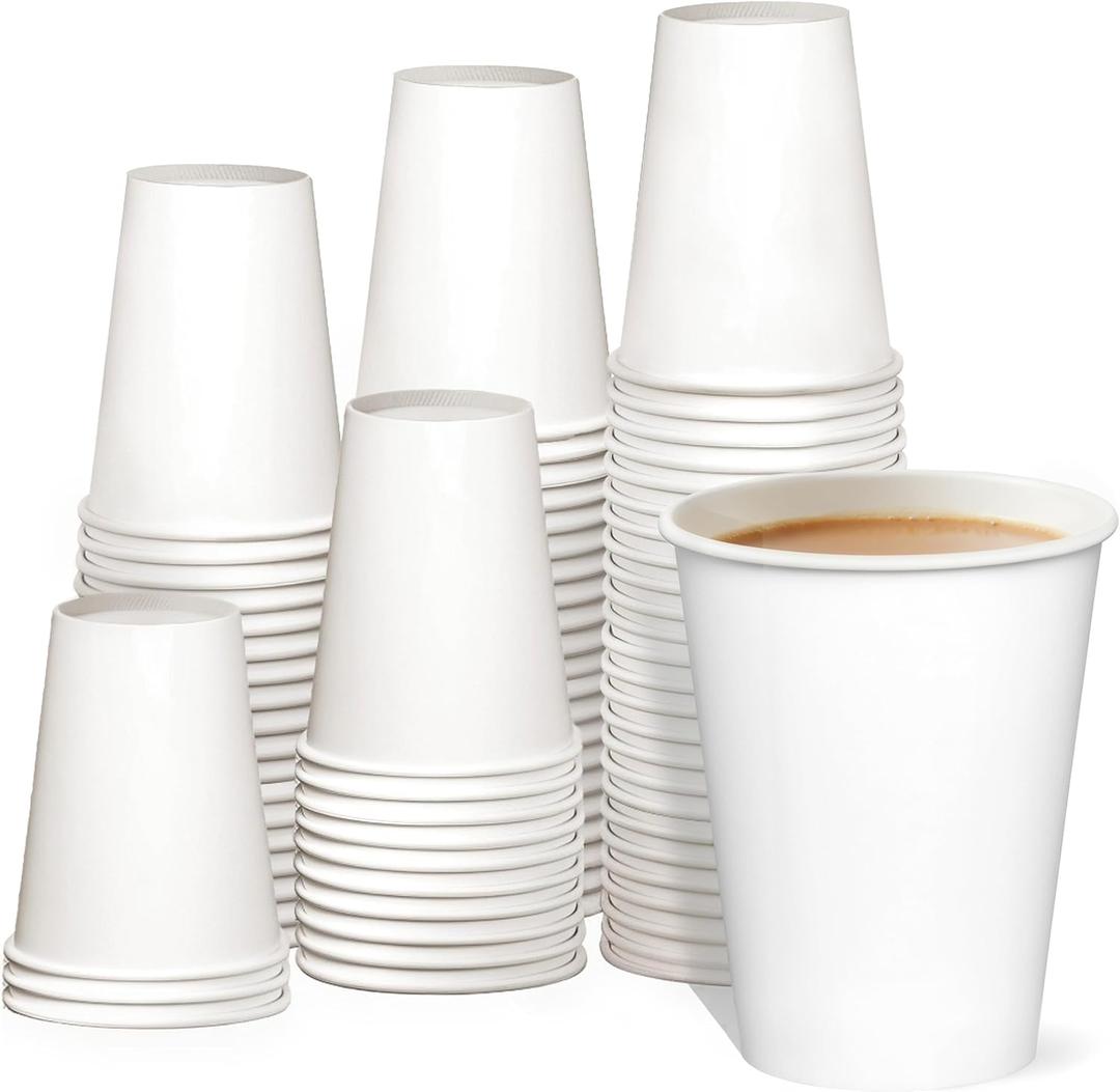 GUSTO [12 oz.- 100 Pack Paper Hot Cups, Coffee Cups - White (Formerly Comfy Package)