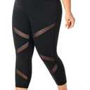MEJING Capri Plus Size Leggings with Pockets for Women - Black High Waisted Tummy Control Soft Yoga Pants for Gym Workout, 3XL