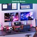 Dual Monitor Stand Riser, Adjustable Length & Swivel Angle Monitor Stand, Ergonomic Monitor Stand with Drawer & Side Pockets, Desktop Organizer and Office Desk Accessories, Rustic Brown