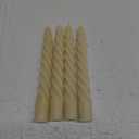 Beeswax Taper Candles Set of 4,Spiral Taper Candle Dripless Short Candle Sticks for Dinner Wedding Party Christmas Home Decorations - 7 inch in Height- Off White