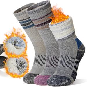 SeeyAN Merino Wool Hiking Socks Womens Mens Thermal Winter Boot Thick Cushion Warm Crew Socks 3 Pairs (M)