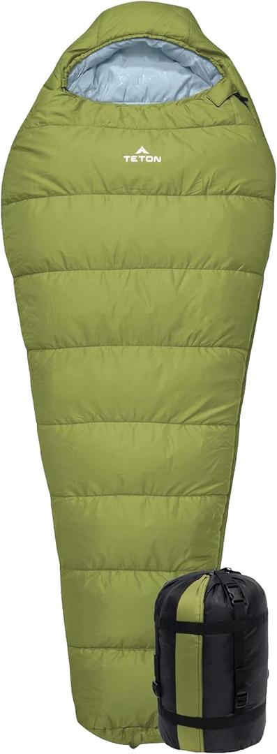 Teton LEEF Lightweight Mummy Sleeping Bag for Camping, Hiking, Backpacking; Cold Weather Option, Compression Sack Included, 20F Regular
