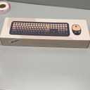 HotFox Wireless Keyboard and Mouse Combo, FullSize Retro Typewriter Keyboard with Round Keycaps, Ergonomic Design for Windows PC, Home and Office Use Red