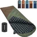 KingCamp Sleeping Bag for Adults, Cold Weather & Warm XL Big and Tall Flannel Sleeping Bags with Compression Sack Portable Waterproof Essentials Gear Accessories for Outdoor Camping (Left Zip, 90" x 35" | 8~45F BEANGREEN/BROWN)