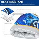 Cute Oven Mitts Heat Resistant Silicone Surface Oven Gloves with Quilted Liner Extended Non-Slip Pot Holders for Kitchen Baking Cooking Grilling(Blue Marble)