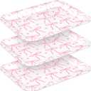 Tioncy 3 Pcs Pink Bow Serving Tray Bowknot Reusable Plate Dish 13" x 10" Decorative Tray Platter for Serving Food Room Organiser Home Party Supplies