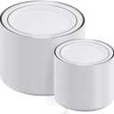 AOZITA 200Pcs Silver Plastic Plates, Disposable Plastic Party Plates for Party, Wedding and Birthday