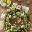 DN DECONATION Easter Bunny Spring Wreath with Egg, Twig and Berries Green Rabbit Easter Wreath for Front Door Decorations Home Farmhouse Outdoor Indoor Wall Mantel Window