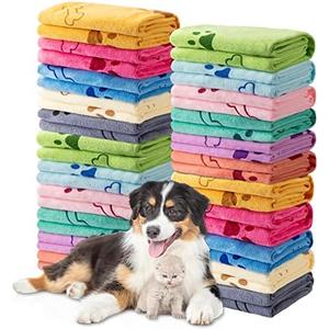 Tatuo 22 Pcs Dog Towels for Drying 20 x 40 Inch Pet Bath Towels Absorbent Microfiber Towel Quick Drying Puppy Bathing Supplies for Small Medium Large Dog Puppy Cat(Colorful,Bone Pattern)