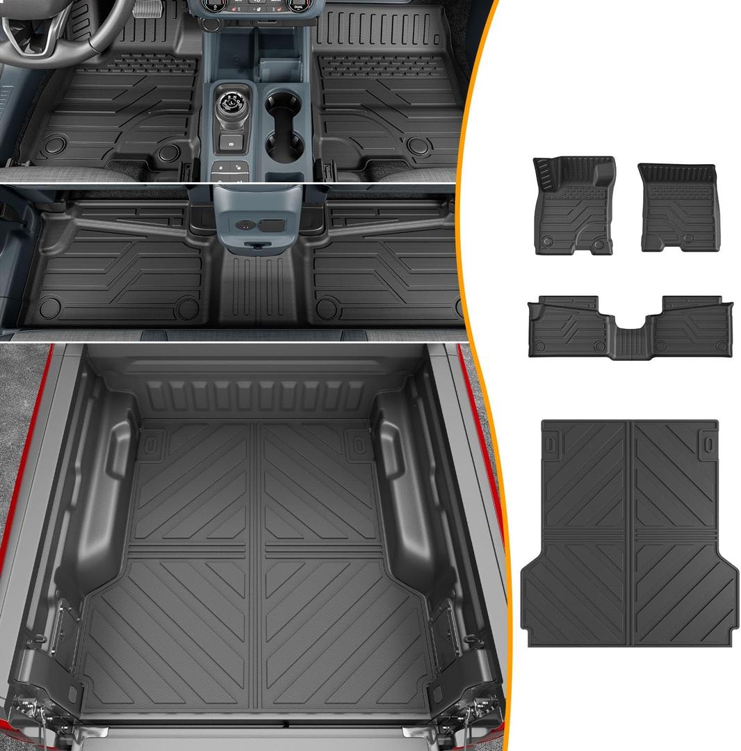 powoq Hybrid Floor Mat Compatible with 2022-2026 Ford Maverick Bed Mat TPE Truck Liner Truck Bed Mat Floor Liner Replacement for 2022 2023 2024 2025 2026 Ford Maverick Accessories