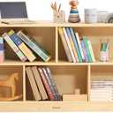 Bateso Toy Storage Organizer for Kids Room, Wooden Kids Bookshelf for Classroom, Cube Storage Organizer for Playroom, 5-Section Montessori Bookshelf & Toy Shelf for Nursery