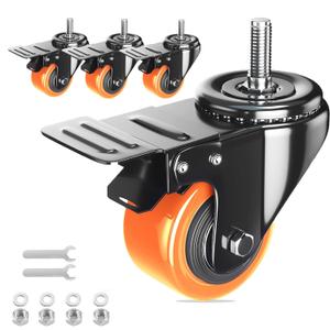 Stem Caster Wheels 2 inch Heavy Duty, Swivel Threaded Stem Mount Casters Set of 4 with American Size UNC 1/4"-20 x 1