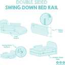 Regalo Safety Double-Sided Swing Down Bed Rail Guard (2-Pack), Toddler Bed Rail for Twin to Queen Beds, Extra Long 43, Reinforced Anchor System, Easy Install, White