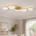 39.37 Inch Modern LED Ceiling Light Fixture, 60W Flush Mount Ceiling Light, 3000K-6000K Adjustable Color Temperature, 5 Ring Design, Gold