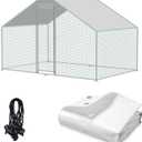 Chicken Coop Cover, 12.1 * 6.5 FT Chicken Run Tarp Waterproof and UV with Ball Bungee Cords (1 Pack) (Silver - Cover, 12.9 x 6.5 FT)