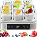 Yogurt Maker, Automatic Digital Yogurt Maker with Adjustable Temperature & Time Control, 9pcs Glass Jars 52 Oz Stainless Steel Yoghurt Maker for Home Organic Yogurt, Cheese Maker, Natto Maker